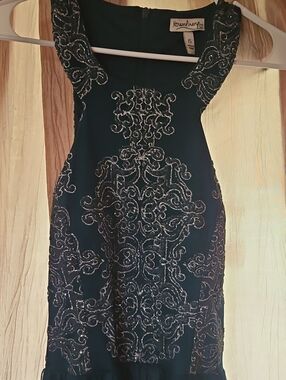 Xtraordinary Teal Midi Dress with Silver Embroidery